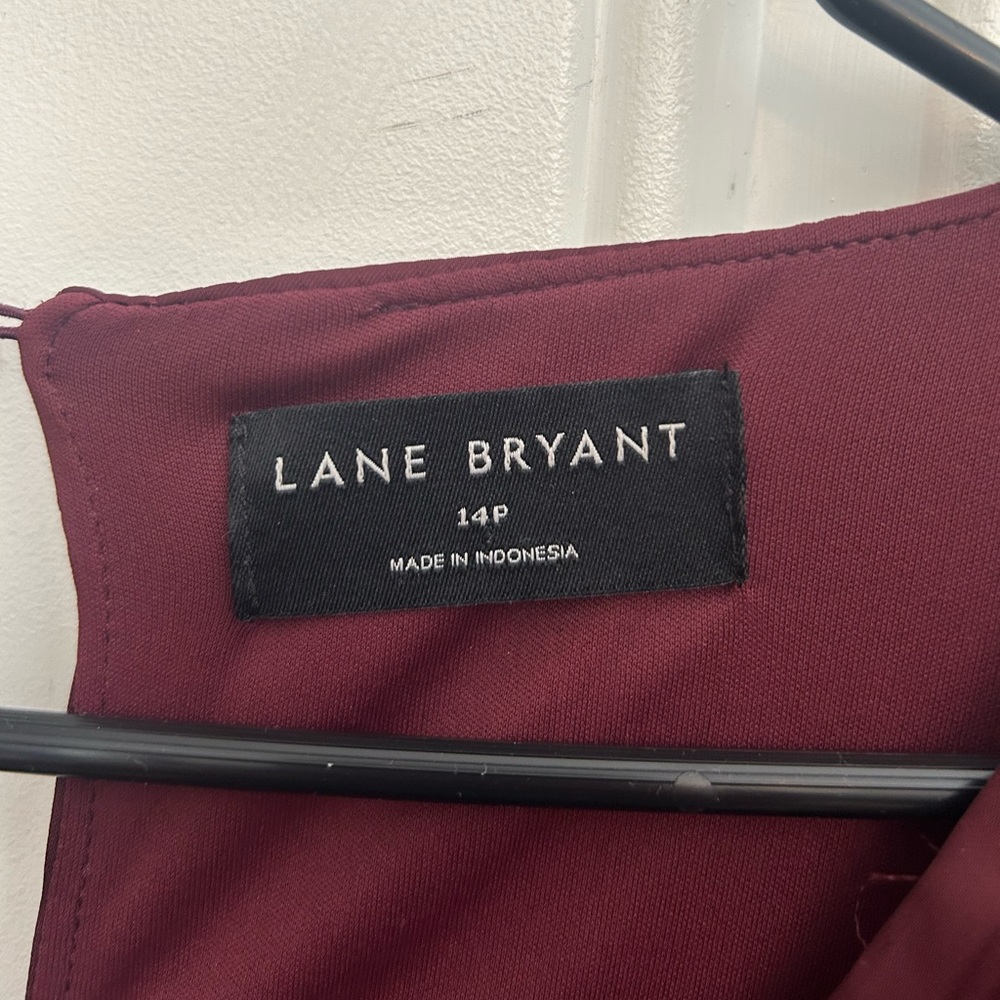 Lane Bryant Maroon Flutter -Sleeve Shirred Midi Dress - Picture 7 of 8